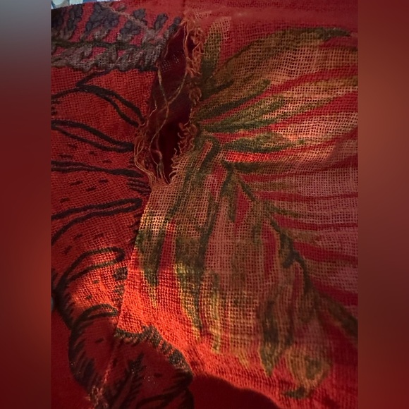 AG 25 Tropical Floral Red cotton Roll Tab Sleeve Button Down - Picture 7 of 10